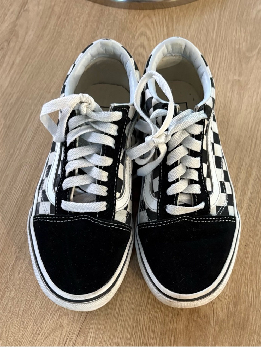 Vans Kids Black & White Checkerboard Skate Sneakers